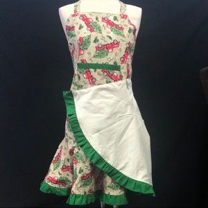 Red Christmas Truck half circle apron lined with center pocket